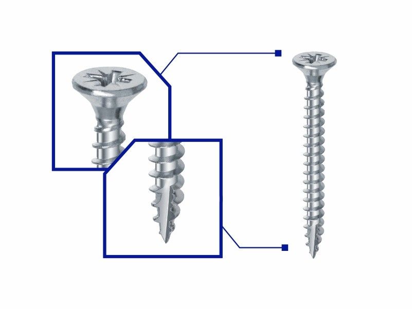 Woodpicker™ screws for timber structures, flat countersunk head, full thread