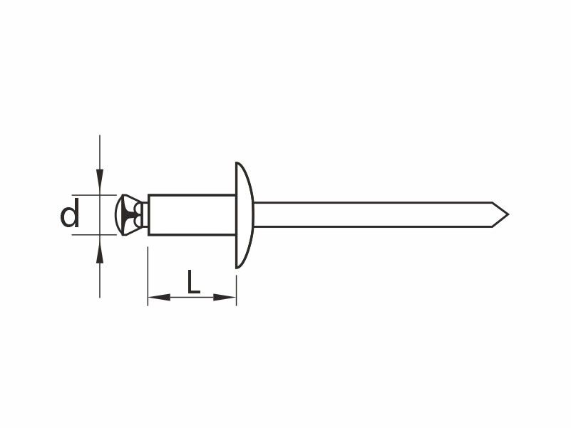 Aluminium-steel blind rivets peel type