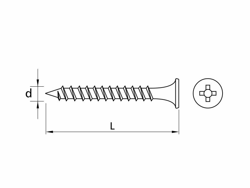 Drywall screws fine thread, bugle head, hardened, phosphated