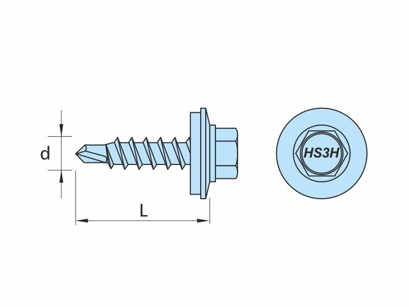 DRILLER® stitching screws for steel sheets overlapping, AISI 304-TS stainless steel