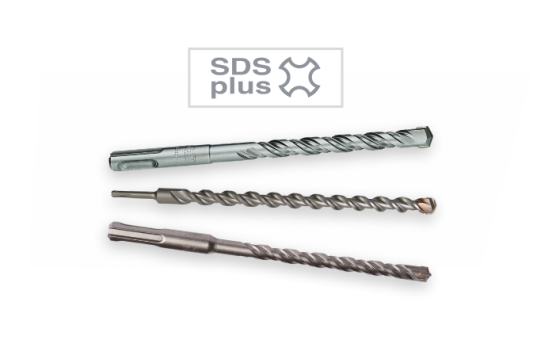 three concrete SDS drill bits with different drilling tips