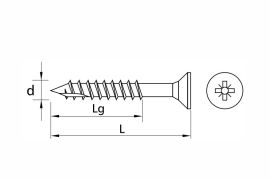 Woodpicker™ screws for timber structures, flat countersunk head, partial thread