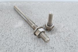 Threaded rods with washer and nut, AISI 304 (A2) stainless steel