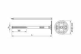 Facade thermal insulation fixing with hammer driven steel pin