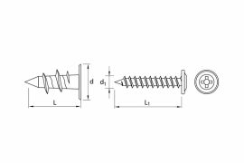 Drywall light fixing, 28 mm plug with wafer head screw