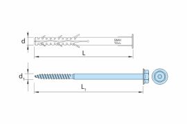 Facade expansion fixing, polyamide plug, hexagonal head screw, AISI 316 stainless steel