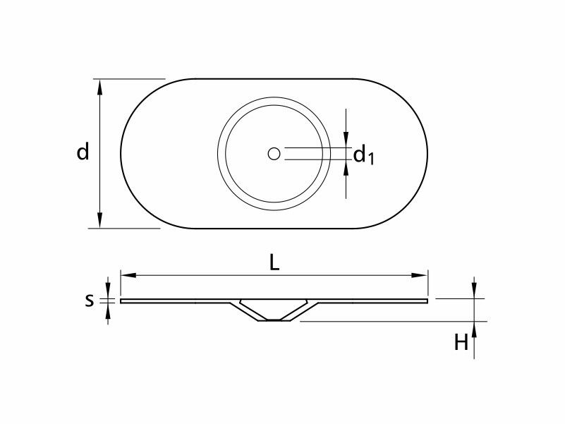 Oval steel convex washers 40x82