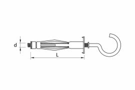 Hollow wall steel anchor with „C” hook