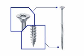 Woodpicker™ screws for timber structures, flat countersunk head, partial thread