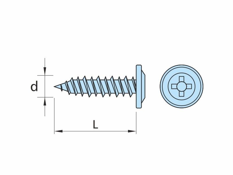 Self tapping screws, flat wafer head, AISI 410 stainless steel