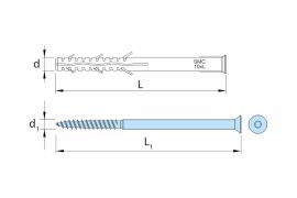 Frame expansion fixing, polyamide plug, countersunk head screw, AISI 316 stainless steel