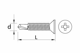 Self drilling window screws, without ribs, flat head