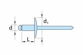 Stainless steel large flange head blind rivets, AISI 304