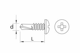 Self drilling screws, pan head, black phosphated