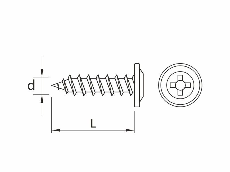 Self tapping screws, flat wafer head