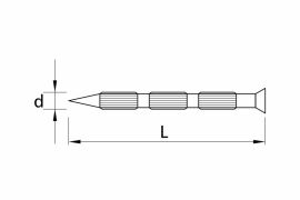 Concrete nails, flat countersunk head, fluted shank