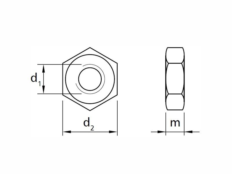 Hexagonal nuts DIN934, 6 and 8 steel grade