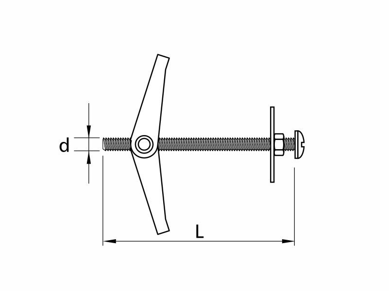 Spring toggle for ceilings with screw