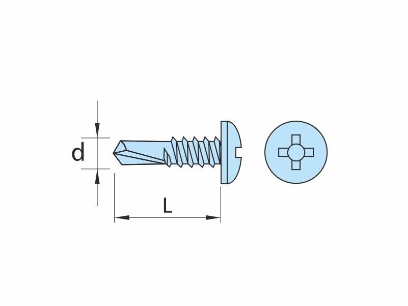 Self drilling screws, pan head, AISI 410 stainless steel