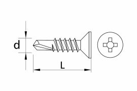 Self drilling window screws, without ribs, flat head